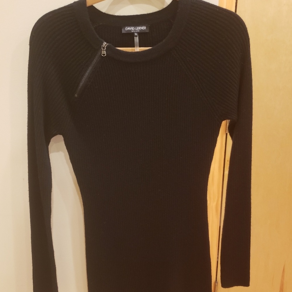David Lerner sweater dress with zip detail by neck